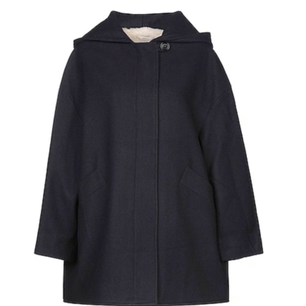 ON HOLD - Sessun Navy Sherpa lined Hooded Wool Coat